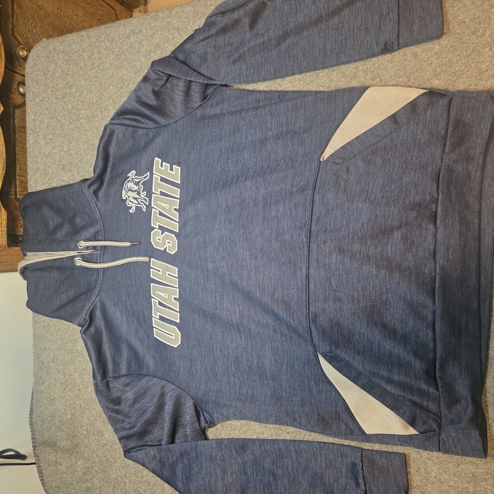 navy heathered Colosseum Utah State Aggies Lantern pullover hoodie Medium C2